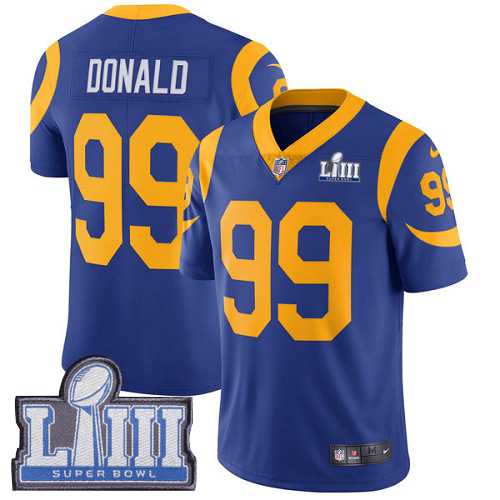 Youth Nike Rams 99 Aaron Donald Royal 2019 Super Bowl LIII Vapor Untouchable Limited Jersey,We sell and wholesale Youth Nike Rams 99 Aaron Donald Royal 2019 Super Bowl LIII Vapor Untouchable Limited Jersey on line form chian!